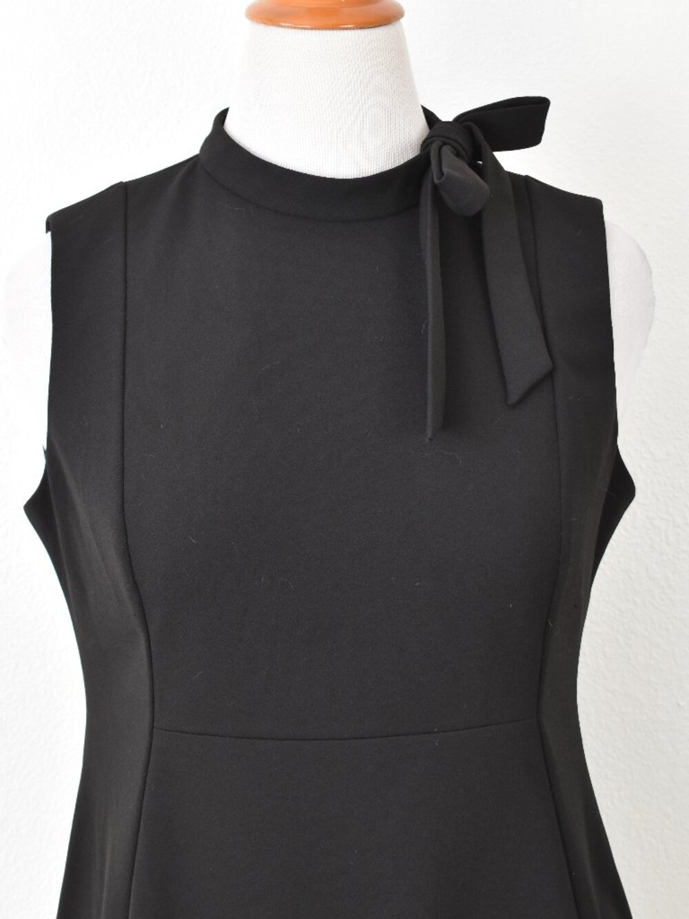 Calvin Klein Mock Tie Neck Sheath Dress Black - 14 - Picture 2 of 10